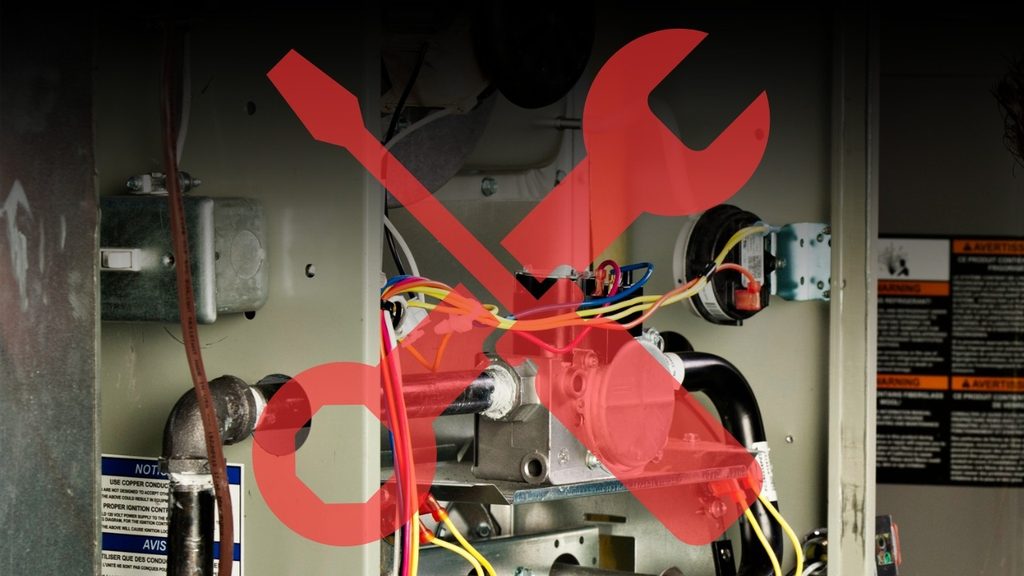 Furnace wiring with a crossed-tools icon for common furnace problems