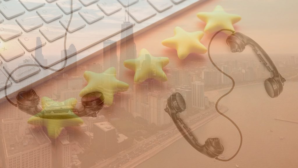 Gold stars and a phone for customer reviews