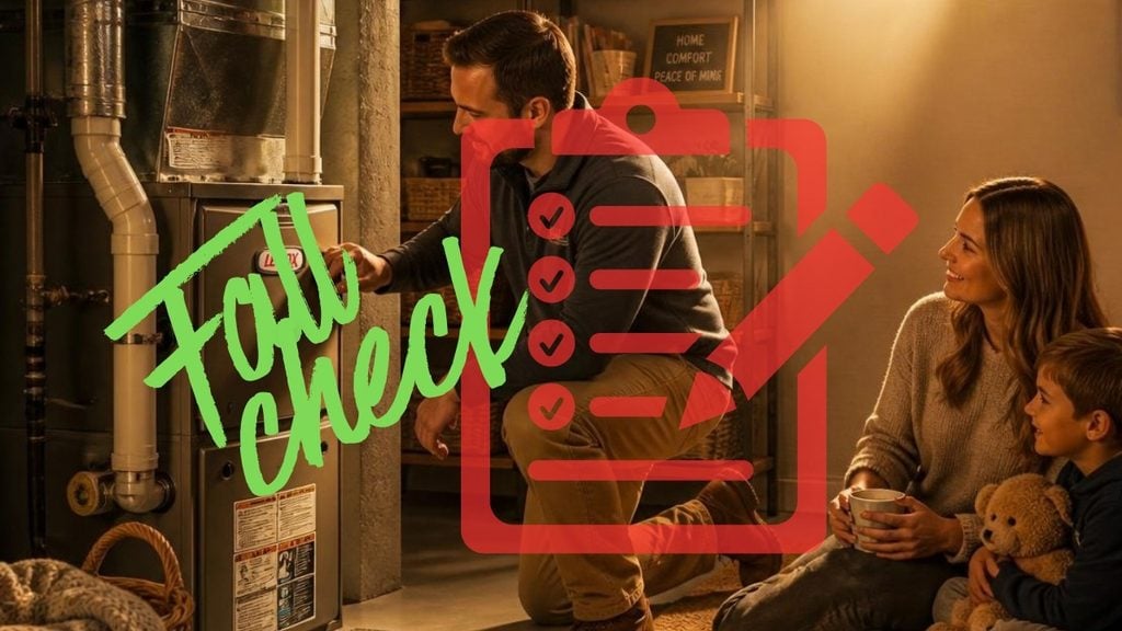Family at home with a fall furnace check checklist