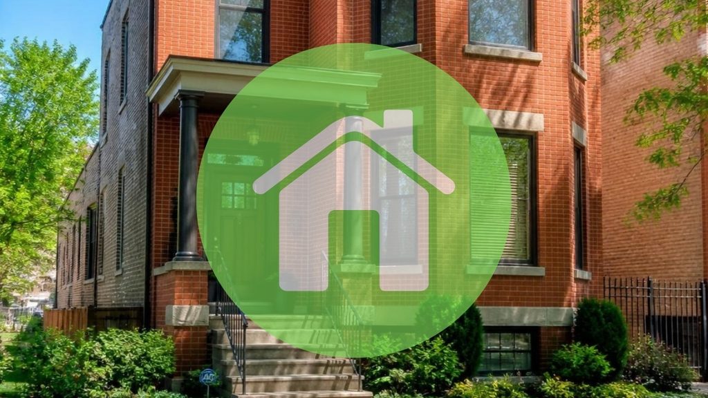 Brick home with a house icon for sizing a furnace