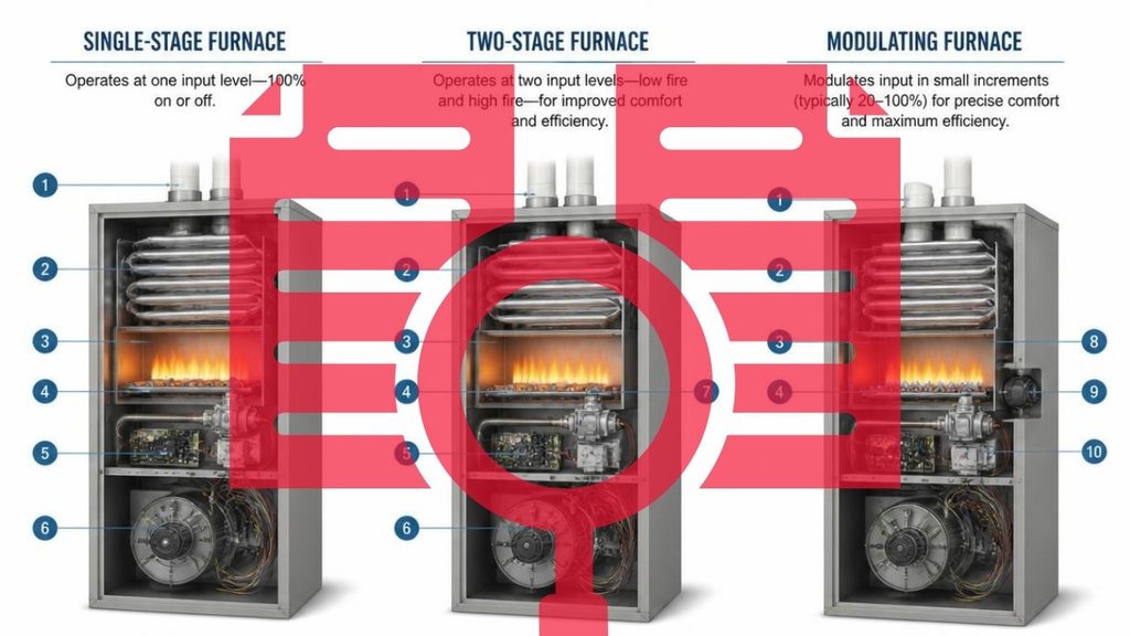 Single-stage, two-stage and modulating furnace comparison